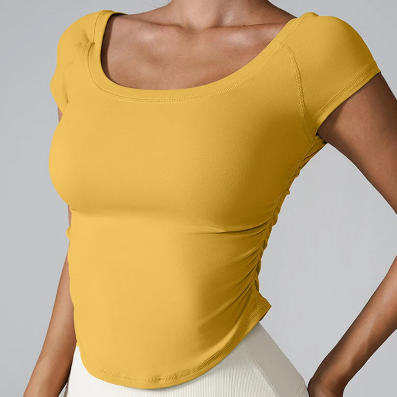 Tight Athletic Short Sleeves Women Outdoors Quick-Dry Top Female Gym Workout T-Shiryoga Clothes Sport Outfit for Woman