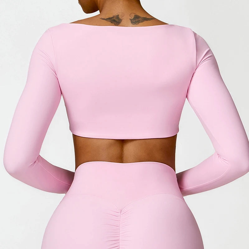 Sports Long Sleeved Women Outdoor Running Gym Fitness Wear T-Shirt Long Sleeved Yoga Shirt Gym Push up Workout Single Piece Top