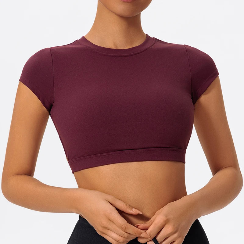 Sports Short TOP Women Fitness Shirts Yoga Wear Female Gym Training Suit Crop Top Women Beautiful Back Tops T-Shirt