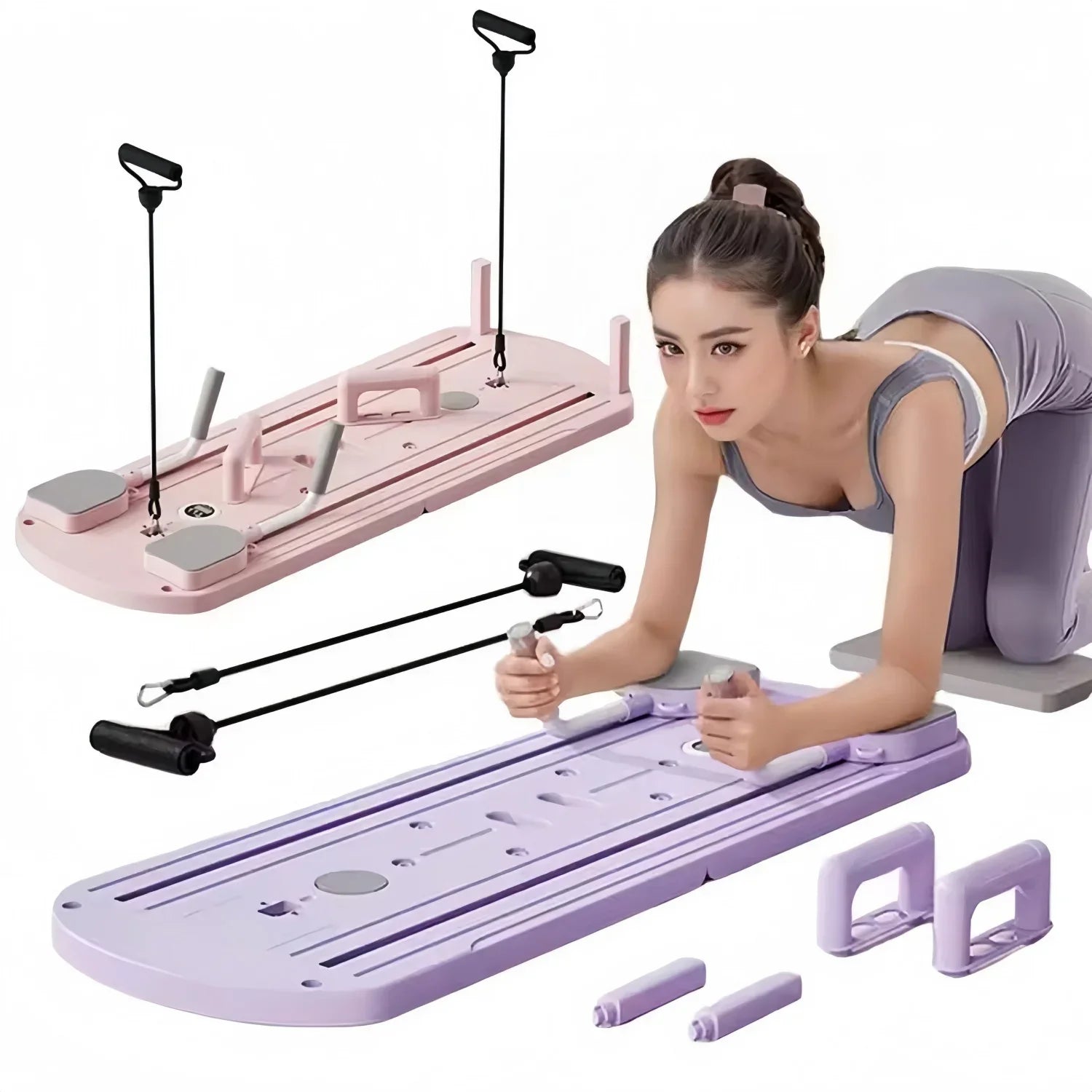 5 in 1 Pilates Board Push up Intelligent Counting Automatic Rebound Multi Pilates Reformer Folding Fitness Exercise Equipment