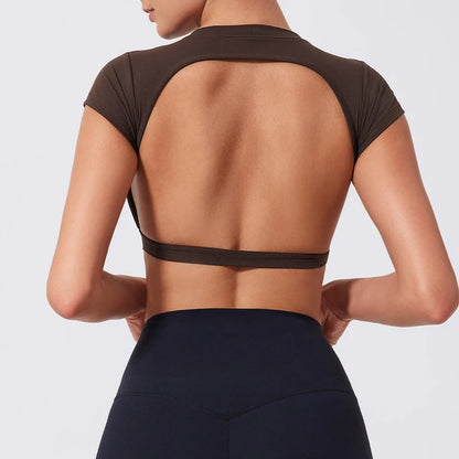 Sports Short TOP Women Fitness Shirts Yoga Wear Female Gym Training Suit Crop Top Women Beautiful Back Tops T-Shirt