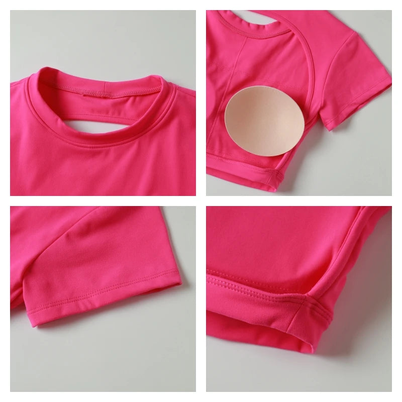 Sports Short TOP Women Fitness Shirts Yoga Wear Female Gym Training Suit Crop Top Women Beautiful Back Tops T-Shirt