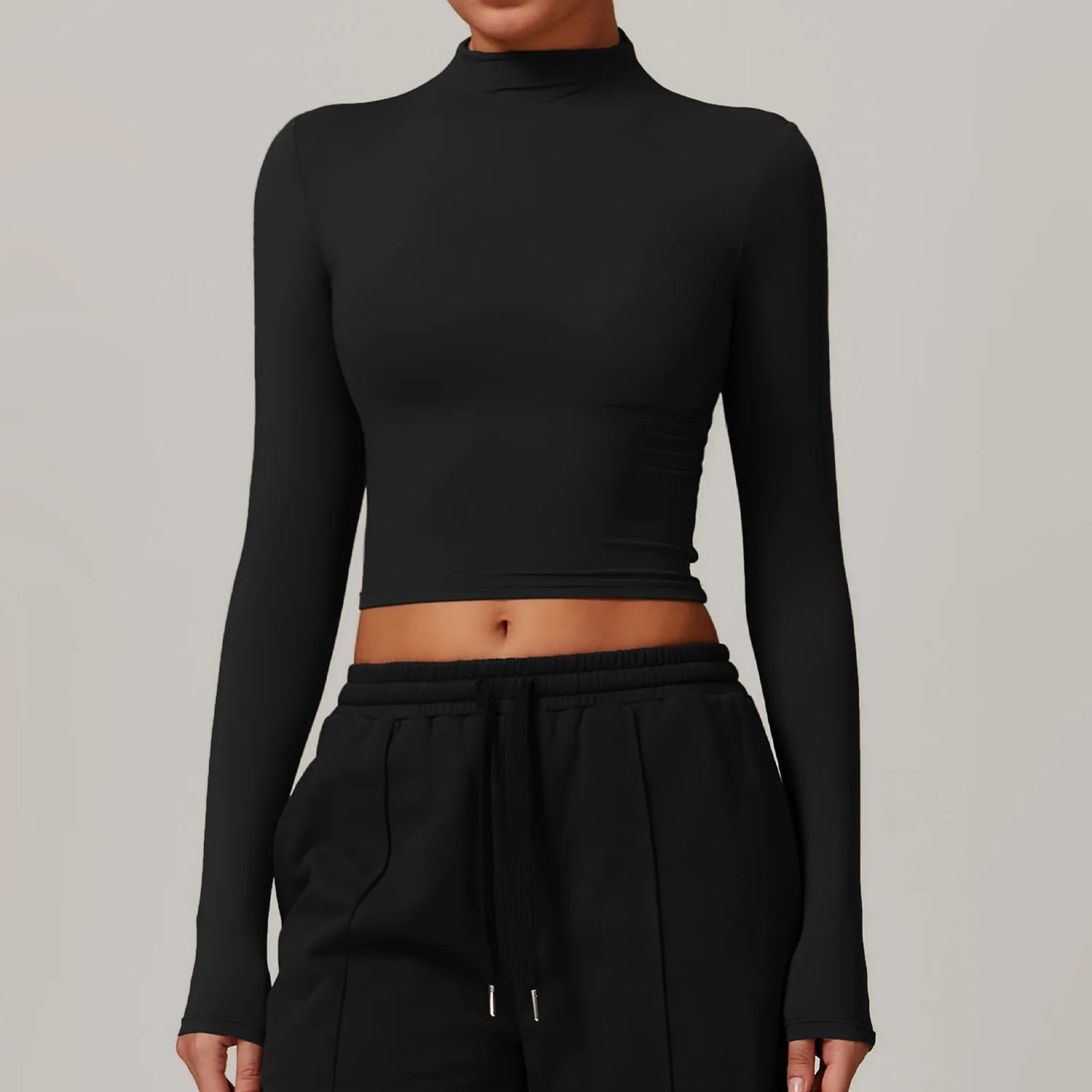 Women'S High Neck Long Sleeve Yoga Wear Female Soft and Skin-Friendly T-Shirt Gym Workout Sportswear Women Tight Tops