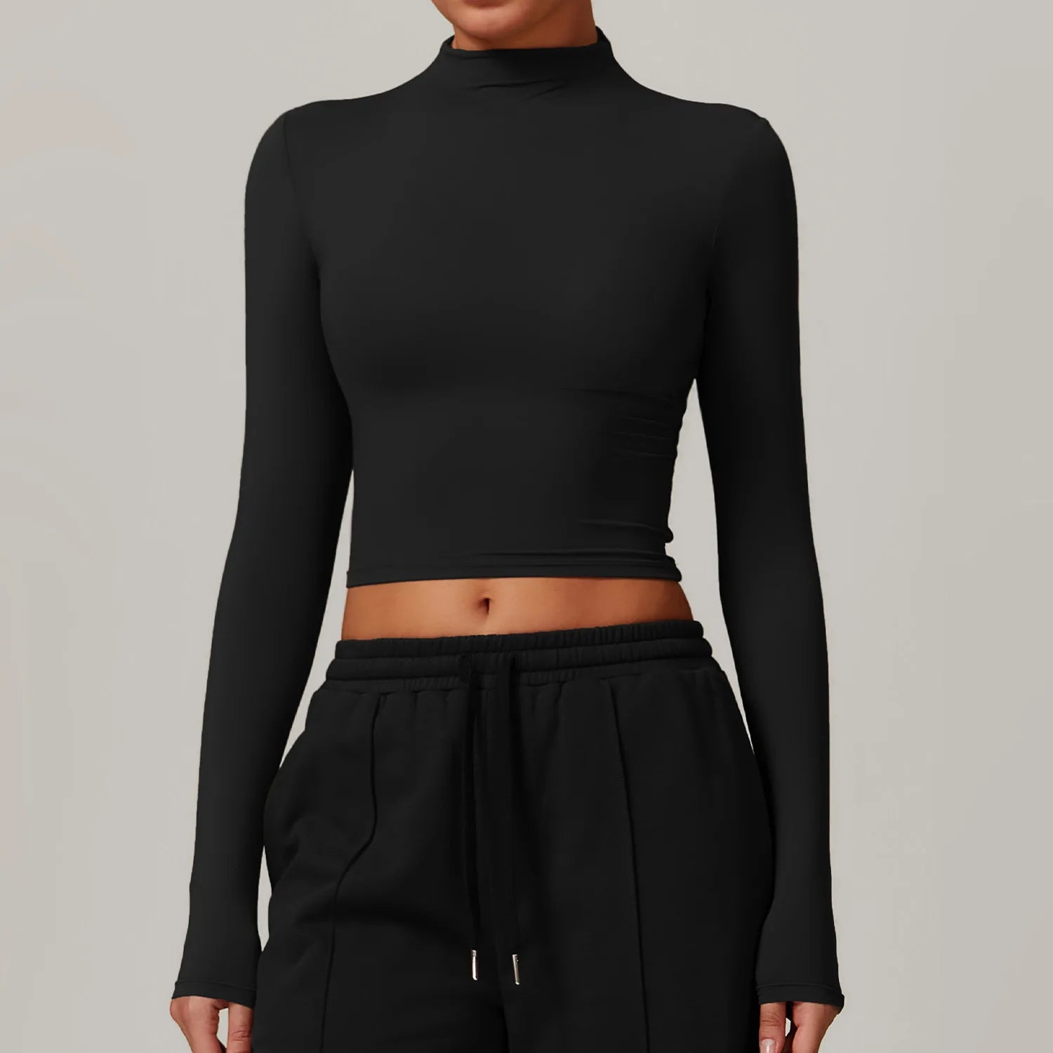 Women'S High Neck Long Sleeve Yoga Wear Female Soft and Skin-Friendly T-Shirt Gym Workout Sportswear Women Tight Tops