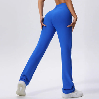 Women Yoga Bell-Bottoms Tight Ribbed Lifting Dance High Waist Tights Sport Flared Pants Gym Running Breathable Fitness Leggings