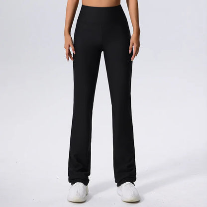 Women Yoga Bell-Bottoms Tight Ribbed Lifting Dance High Waist Tights Sport Flared Pants Gym Running Breathable Fitness Leggings