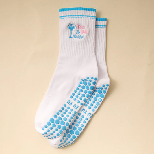 Yoga Socks Women Cotton Embroidered Dot Silicone Non-Slip Grip Pilates Crew Socks