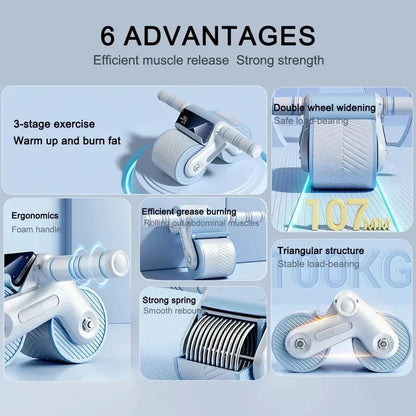 Fitness Ab Roller Coaster Wheel Automatic Rebound Belly Wheel Gym Fitness Double-Wheeled Core Roller Wheel for Belly Exercise