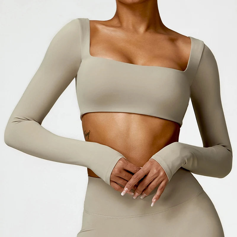 Sports Long Sleeved Women Outdoor Running Gym Fitness Wear T-Shirt Long Sleeved Yoga Shirt Gym Push up Workout Single Piece Top