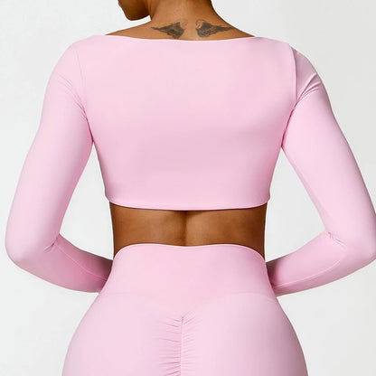 Sports Long Sleeved Women Outdoor Running Gym Fitness Wear T-Shirt Long Sleeved Yoga Shirt Gym Push up Workout Single Piece Top