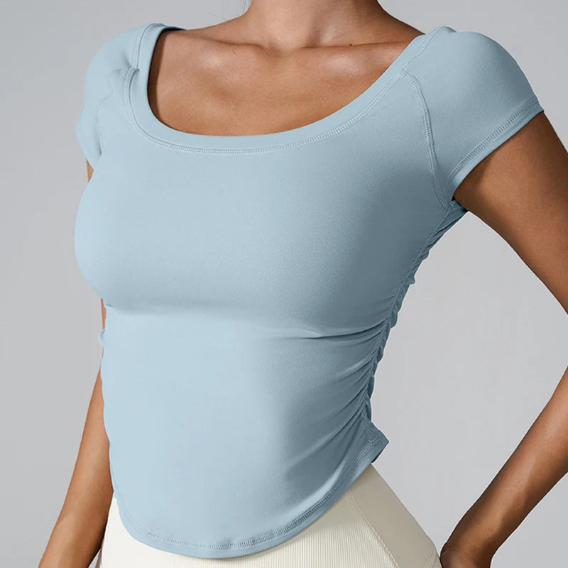 Tight Athletic Short Sleeves Women Outdoors Quick-Dry Top Female Gym Workout T-Shiryoga Clothes Sport Outfit for Woman