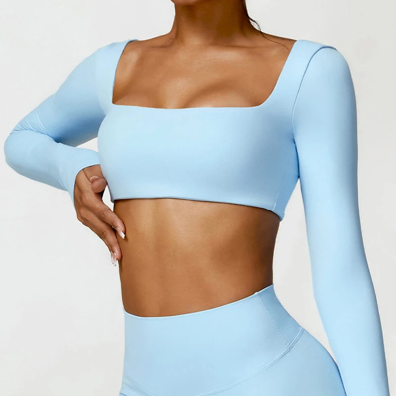 Sports Long Sleeved Women Outdoor Running Gym Fitness Wear T-Shirt Long Sleeved Yoga Shirt Gym Push up Workout Single Piece Top