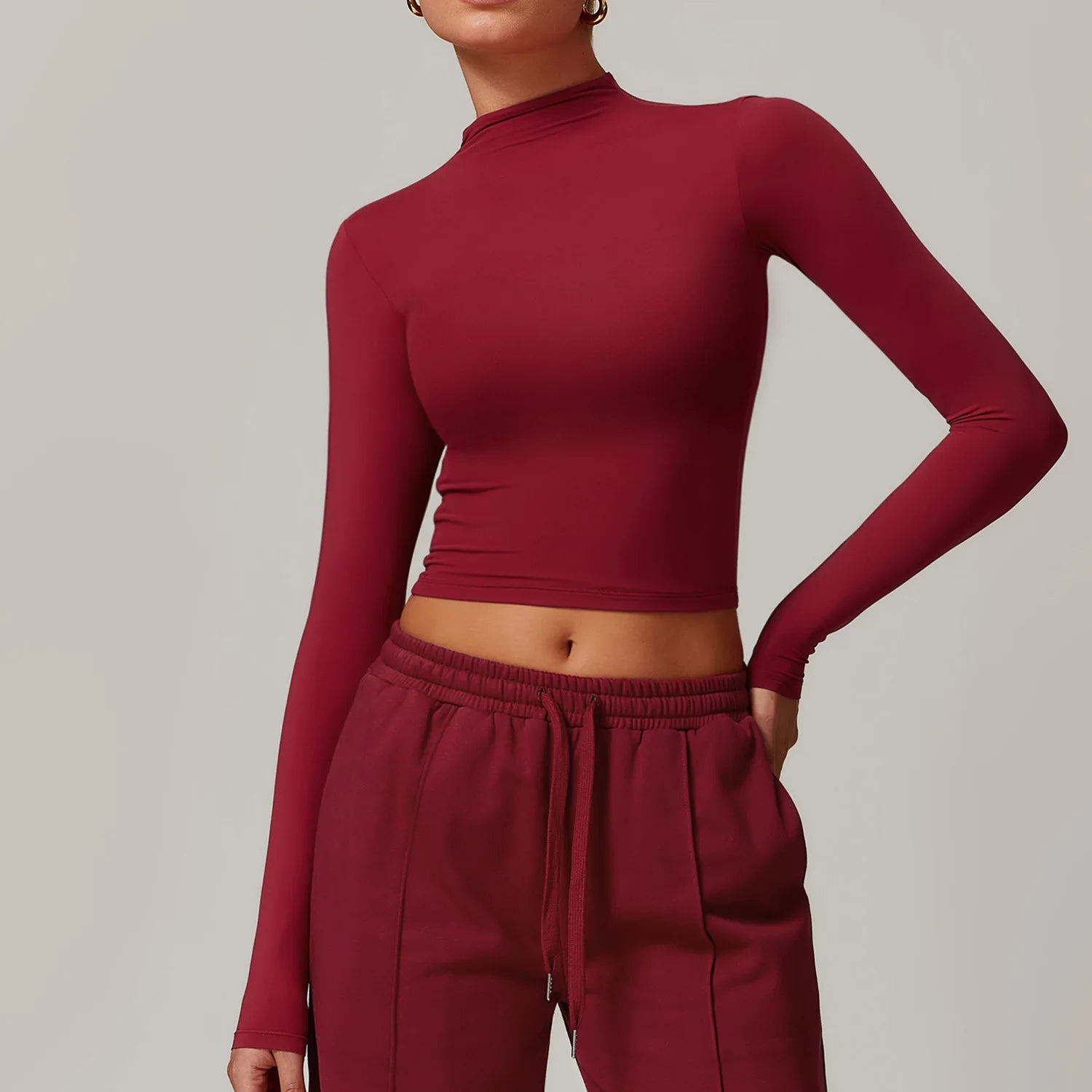Women'S High Neck Long Sleeve Yoga Wear Female Soft and Skin-Friendly T-Shirt Gym Workout Sportswear Women Tight Tops